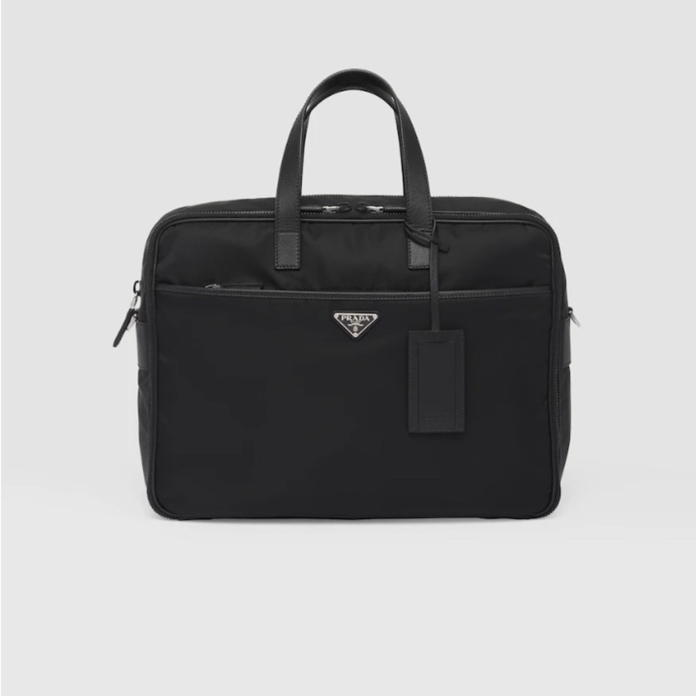 PRADA | Black Men’s Re-Nylon & Saffiano Leather Briefcase